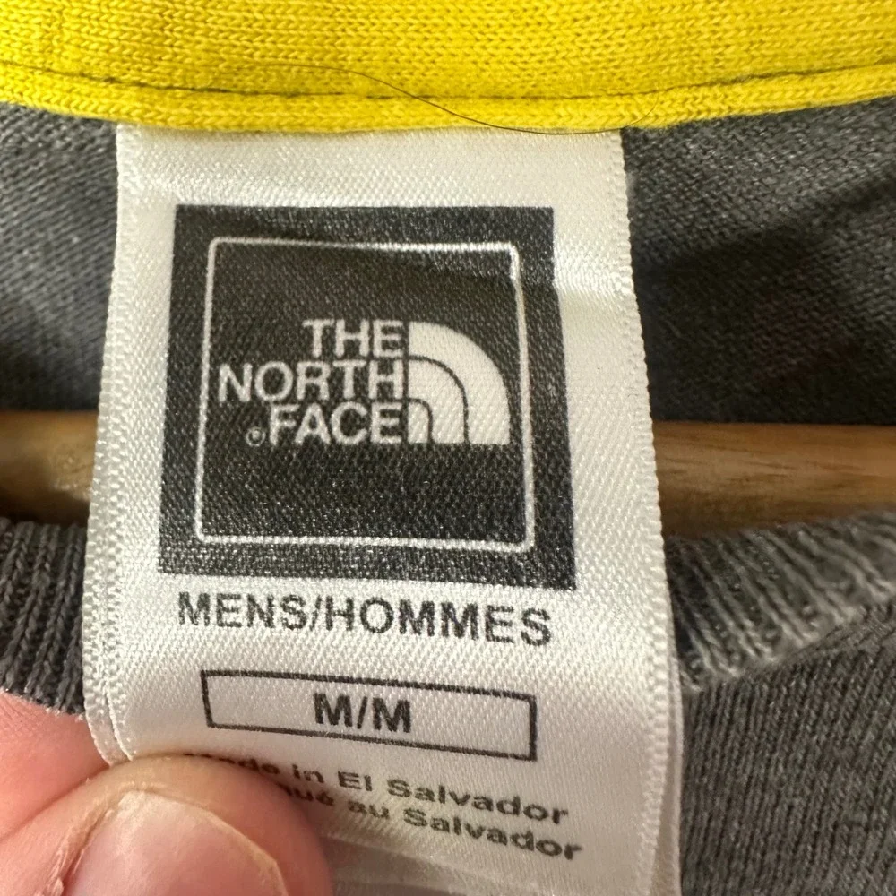 The North Face Mens Graphic Tee Gray Yellow Half Dome Logo Short Sleeve Shirt M‎